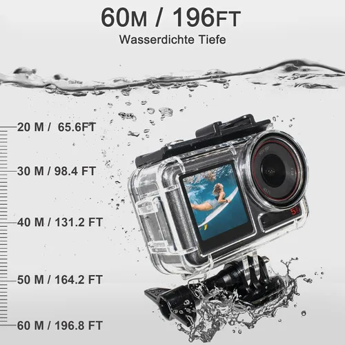 Vista 3 de OKFUN Carcasa impermeable de 164.0 ft/164 pies compatible con DJI Osmo Action 5 Pro Action4 Action3 protección de buceo cubierta protectora