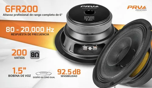 Vista 8 de PRV AUDIO 6FR200 Altavoz de rango completo de 6 pulgadas, 8 ohmios, 200 vatios de potencia de programa continuo, 100 vatios de potencia RMS, 92.5