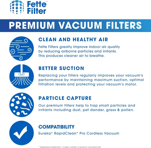 Vista 6 de Fette Filter - Kit de filtro de vacío de repuesto, 1 filtro de polvo y 1 juego de filtros de espuma de motor de poste compatible con Eureka