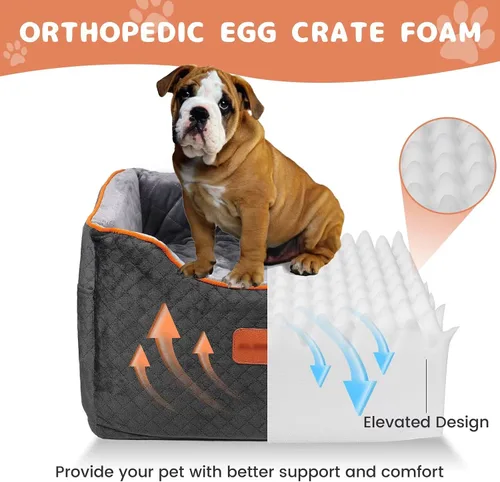 Vista 2 de AlfaTok Asiento de Coche para Perros de Espuma Viscoelástica con Funda Lavable y Desmontable, Asiento de Coche para Mascotas Elevado, Asientos