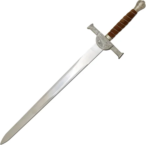 Vista 11 de Medieval Warrior Knights Templar Long Sword with Sheath Steel Guard, Leather Wrapped Handle