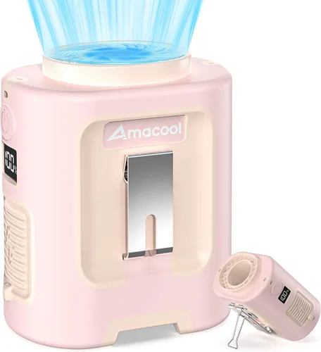 Vista 14 de AMACOOL Mini ventilador de cintura portátil con clip, 13,000 rpm, 4 velocidades, ventilador de cuello personal, hasta 24 horas de duración