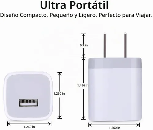 Vista 3 de Cargador de pared USB de un solo puerto, adaptador de corriente GiGreen 1A/5V, paquete de 5 bloques de carga, caja de enchufe compatible