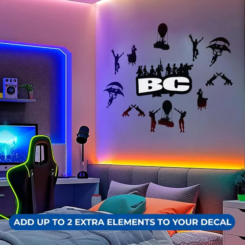 Vista 2 de Decoración de pared de juego famoso con nombre I para habitación de niños, calcomanía de pared para habitación de niños, calcomanía de pared