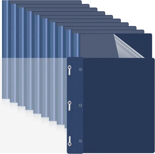 Vista 7 de Teling Paquete de 72 portadas de informes frontales transparentes a granel, carpetas de presentación de plástico, carpeta de papel con 3 puntas