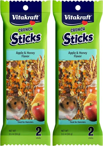 Vista 10 de Vitakraft Crunch Sticks Hamster Treats sabor manzana y miel, paquete de 2 palitos masticables crujientes saludables para hámsters y jerbos - Juguete
