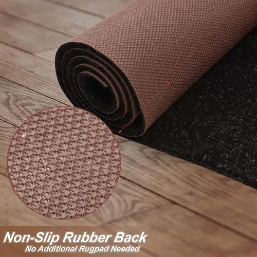 Vista 3 de Alfombras de pasillo de 2 x 2 pies con respaldo de goma, alfombras de pasillo para interiores y exteriores, color negro, se puede utilizar como