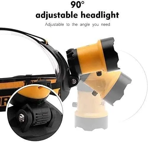 Vista 3 de Linterna frontal LED recargable, diadema ajustable, linterna impermeable IPX4 con 3 modos de iluminación, luz de casco duro de 1200 lúmenes con luz