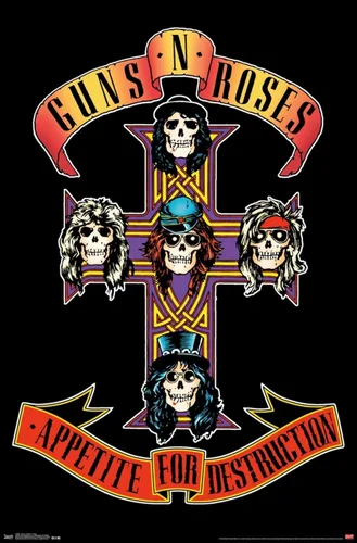 Vista 13 de Trends International Guns N' Roses - Póster de pared con cruz, 14.725 x 22.375 pulgadas, versión con marco de madera tipo granero Versión enmarcada