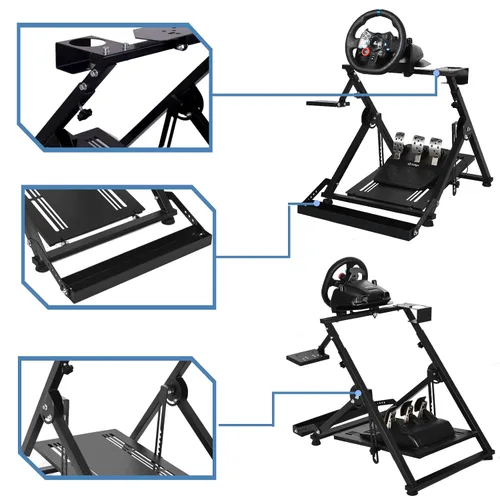 Vista 3 de Anman Sim Racing Wheel Stand with Fixed Gaming Chair's Equipment for Logitech G25G27G29G920G923 Fanatec Thrustmaster Racing Simulator Foldable