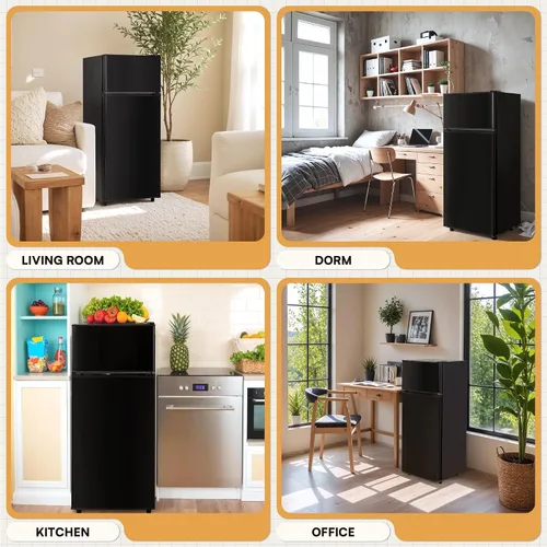 Vista 7 de Manastin - Mini refrigerador de 4.4 pies cúbicos con congelador, refrigerador pequeño de 2 puertas para cocina, dormitorio, oficina y dormitorio