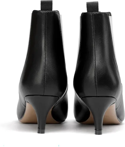 Vista 4 de WAYDERNS Botas de tacón bajo para mujer, estilo casual, puntera puntiaguda, patente, boda, gatito, de 2 pulgadas