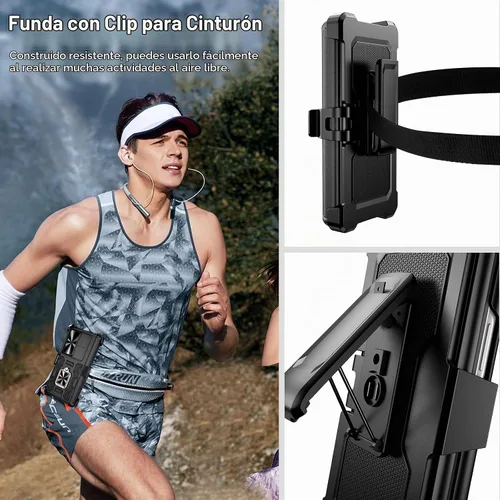 Vista 5 de VEGO - Funda para Galaxy Z Fold 4 con clip para cinturón y protector de pantalla 360°Ring Kickstand & Camera Cover, Hinge Protection Shockproof