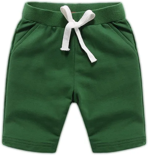 Vista 4 de Paquete de 2 pantalones cortos deportivos de punto de verano para niños y niñas, pantalones cortos suaves casuales para bebés