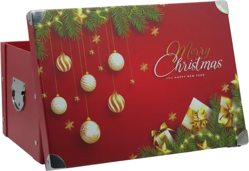 Vista 15 de GUOZI Caja de almacenamiento plegable, caja de memoria decorativa con tapa y esquinas reforzadas de metal, contenedor de archivos de cartón