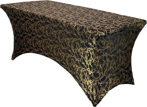 Vista 23 de YOUR CHAIR COVERS - Fundas rectangulares de elastano para mesas de 4 pies, manteles ajustados para eventos de boda, decoraciones de patio, tela Negro