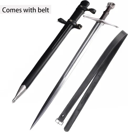 Vista 5 de Handmade Cast Sharp Blade Medieval Sword, Full Tang, with Leather Protective Cover,Real Metal Sword for Collection Gift