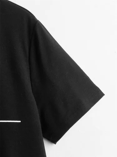 Vista 3 de WDIRARA Conjunto de 2 piezas para niño, camiseta de cuello redondo y pantalones cortos con cordón