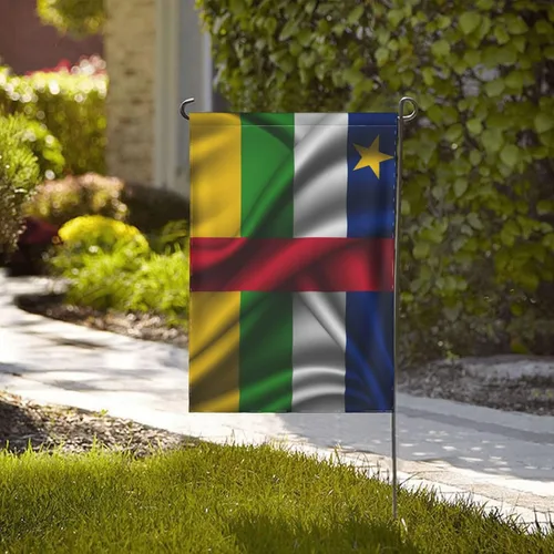 Vista 2 de Silk Style Flag Of The Central African Republic Garden Flag 28"x40" Inch Double Sided Garden Flags Home Lawn Outdoor Decor Flags Party Banner