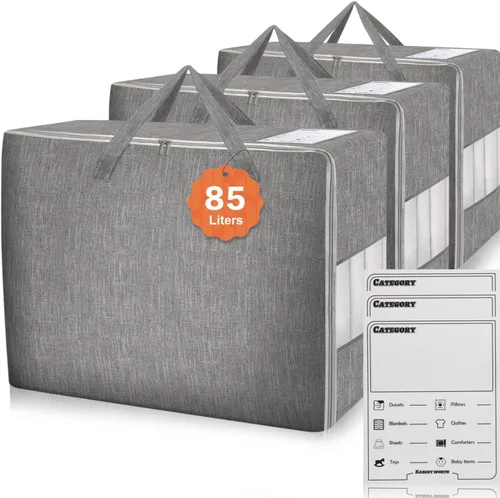 Vista 11 de Bolsas de almacenamiento para edredón Karceyworth, bolsas de almacenamiento extra grandes para ropa de cama con ventana transparente, asas