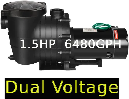 Vista 9 de Anbull Bomba de piscina de 1.5HP 6480GPH para tierra/sobre el suelo, potentes bombas de piscina autocebantes de doble voltaje para piscinas