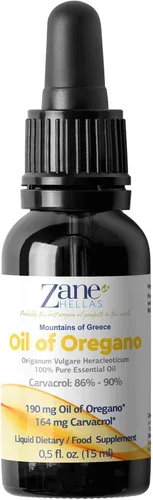 Vista 5 de Zane Hellas 190 mg de aceite de orégano-164 mg de carvacrol por porción-4 gotas diarias. Aceite de orégano 100% griego sin diluir. 86%-90% Carvacrol