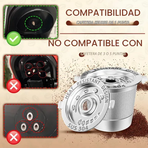 Vista 2 de 1 paquete de cápsulas de café reutilizables K Cups para Keurig 1.0: cápsulas de café reutilizables de acero inoxidable para cápsulas de café Keurig