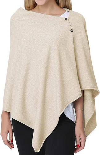 Vista 10 de stylesilove Multi-Use Knit Nursing Shawl Poncho Adjustable Buttons for Breastfeeding Protection Nursing Cover Infinity Scarf