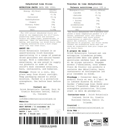 Vista 3 de Ruedas de rodajas de lima seca deshidratada 100 + rebanadas 100% naturales sin azúcares añadidos Cócteles, fabricación de coronas, té