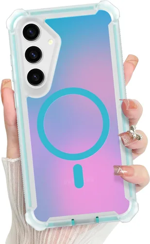 Vista 278 de Bonoma - Funda compatible con Samsung Galaxy S21 Plus, diseño de corazón con purpurina, color rosa Support for MagSafe, Plating Magnetic Case TPU