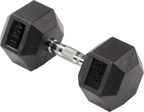 Vista 10 de [Usado] Fitvids Hex Dumbbells Rubber Coated Hand Weights for Exercises and Fitness Home Gym, 5-50 LB Pair