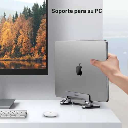 Vista 2 de UGREEN Soporte vertical para laptop para escritorio compatible con MacBook Pro, MacBook Air, soporte vertical de aluminio ajustable para portátiles