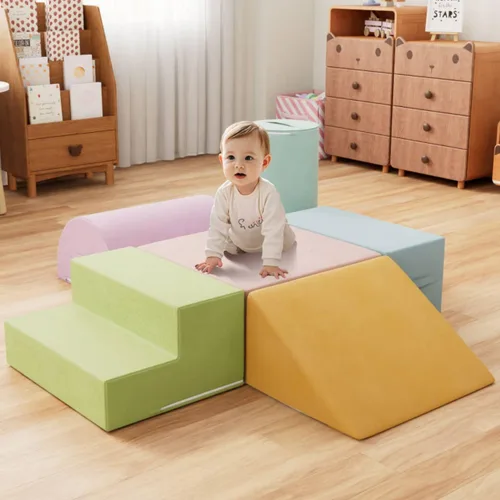 Vista 10 de 4 piezas de bloques de espuma para escalar para niños pequeños, gimnasio de escalada para bebés con espuma de ultra alta densidad para gatear