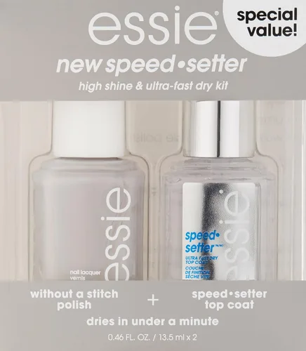 Vista 2 de essie Kit de esmalte de uñas y capa superior Speed Setter, sin puntada, Sin puntada + capa superior Speed Setter