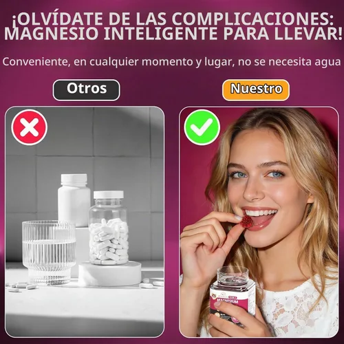 Vista 7 de Gomitas de complejo de magnesio 15 en 1 de glicinato para mujeres