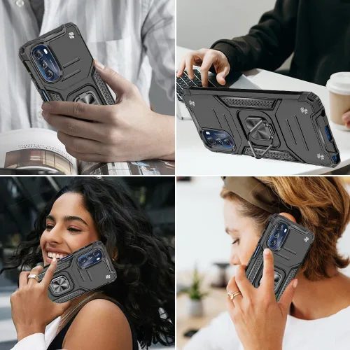 Vista 6 de Funda para Moto G 5G 2022 con protector de pantalla: resistente, soporte giratorio de grado militar 360, funda protectora a prueba de golpes