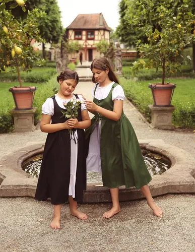 Vista 19 de Scarlet Darkness Vestido renacentista para niñas, disfraz de princesa medieval de dos piezas, 7-14 años