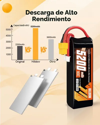 Vista 4 de Hilldow 3S Lipo Batería 80C 11.1V 5200mAh Soft Case RC Lipo Batería con conector XT60 para RC Avión Helicóptero Quadcopter Drone 1pcs