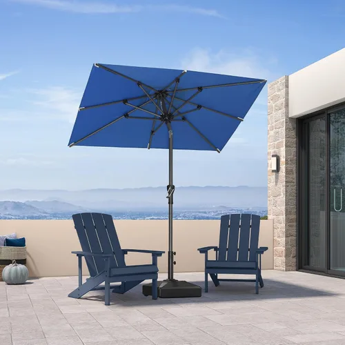 Vista 17 de PURPLE LEAF - Sombrilla de patio rectangular de 6' x 4', sombrilla de mesa para exteriores con marco de aluminio, sombrilla de mercado, sombrilla