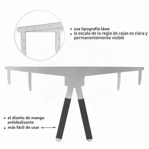 Vista 4 de Regla de cejas, Herramienta de medición de cejas, Mapeo de cejas de posicionamiento de 3 puntos, Herramientas de cejas para dar forma a la regla