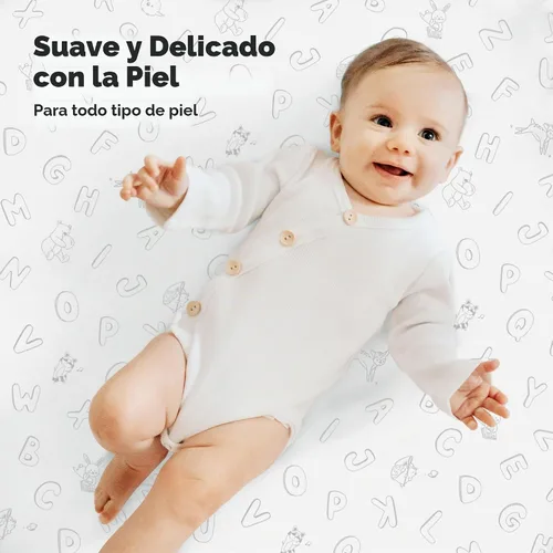 Vista 4 de 2 paquetes de sábanas ajustadas para mini cuna - 38x26 sábanas Pack N Play para colchón Pack and Play, algodón orgánico, ropa de cama transpirable