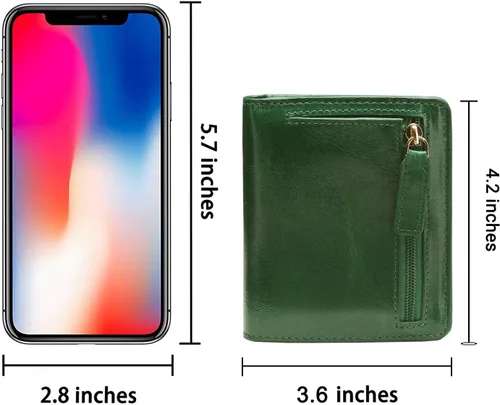 Vista 3 de Itslife - Cartera de cuero para mujer con bloqueo RFID, compacta, plegable, con ventana para identificación, Pequeña, Classic