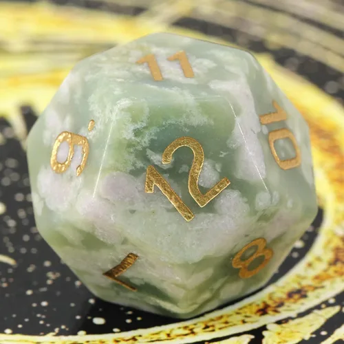 Vista 4 de Dados poliédricos DND de piedras preciosas de jade auspicioso natural, dados de juego de rol para juegos de mesa TRPG juegos de mazmorras y dragones