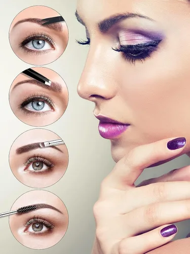 Vista 5 de EBANKU 7 Uds. Herramientas de cepillo de peine de pestañas, cepillo de cejas, peine separador de pestañas, herramienta profesional para cejas