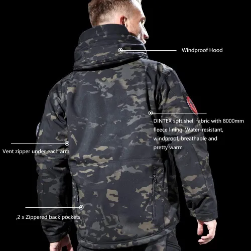 Vista 3 de Antartica - Chaqueta impermeable de estilo militar y camuflado para hombre