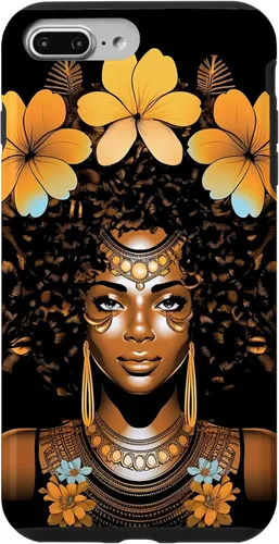 Vista 12 de iPhone 12 mini Orquídeas Afro Afro Orquídeas Flor Corona Negro Orgullo Caso
