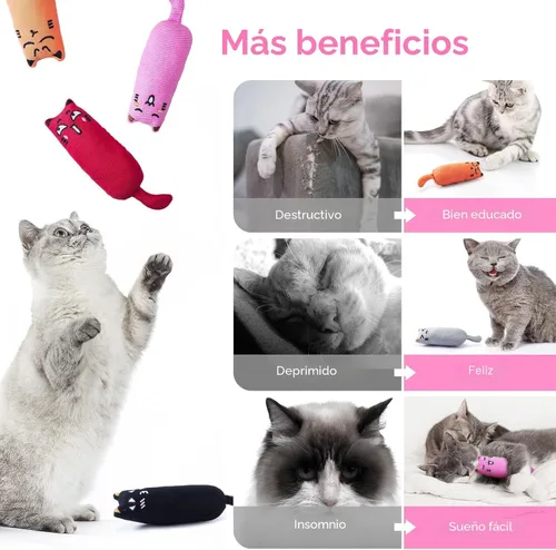 Vista 3 de Legendog - 5 piezas de juguete para gatos, masticable, resistente a mordeduras, diseño de gato, rellenos Varios