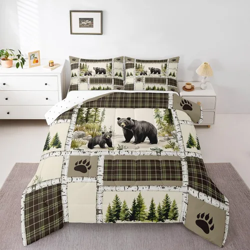 Vista 13 de Erosebridal Juego de edredón rústico de ciervos para niños, adolescentes y adultos, juego de ropa de cama tamaño individual con temática de caza
