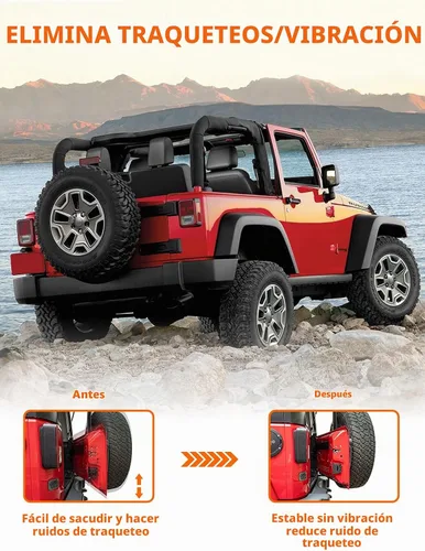 Vista 5 de Savadicar TL01 Limitador de puerta trasera, pestillo de puerta trasera del maletero de aleación de aluminio, tapón de puerta trasera para Jeep Negro