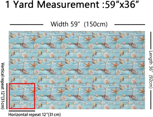 Vista 2 de jejeloiu The Yard, tela de tapicería de concha de mar de playa para sillas, tela decorativa impermeable para exteriores, 1 yarda, turquesa tostado